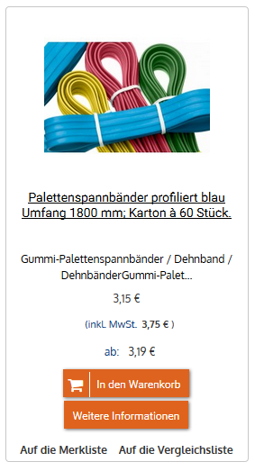 Palettenspannbänder profiliert blau Palettenspannbänder profiliert blau Umfang 1800 mm